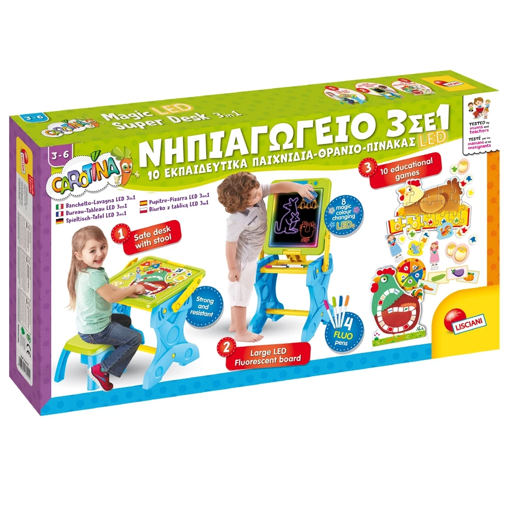 Real Fun Toys Επιτραπέζιο Carotina Νηπιαγωγείο 3 σε1 – Θρανίο Με Πίνακα Led (72415) 3 Real Fun Toys Επιτραπέζιο Carotina Νηπιαγωγείο 3 σε1 – Θρανίο Με Πίνακα Led (72415)